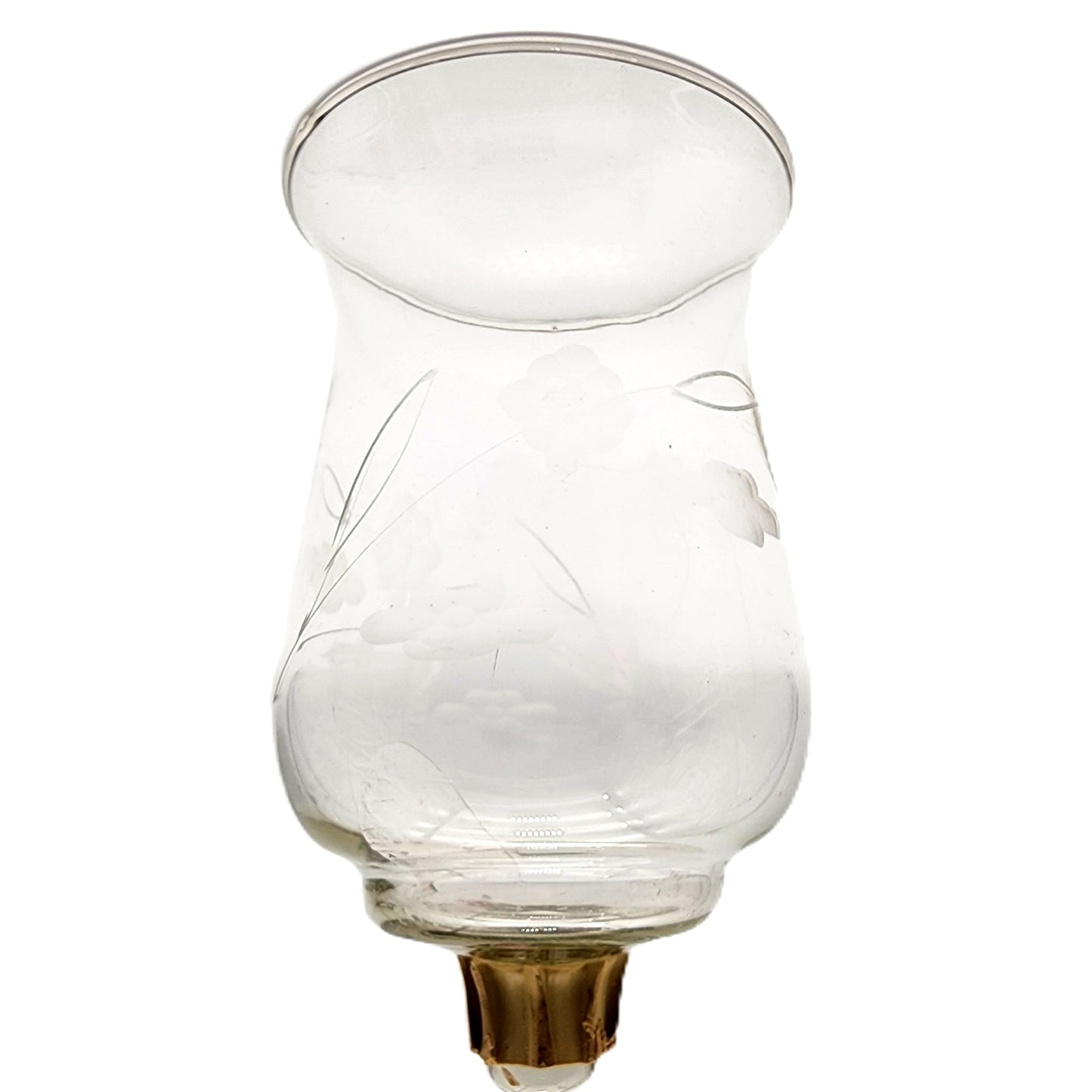 Antique Gold Wall Mirror Candle Holder – Etched Glass Hurricane w/ Purple Candle