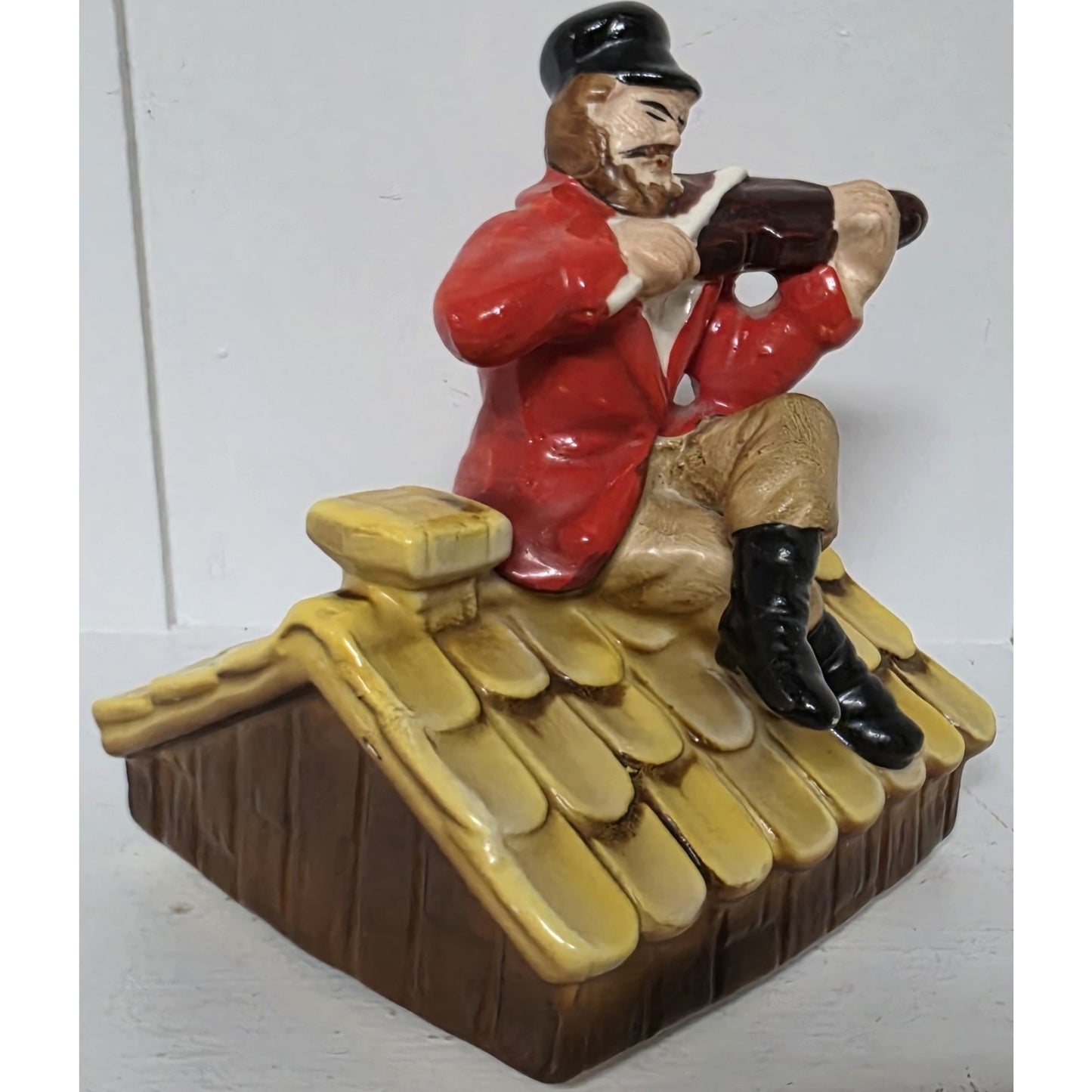 Vintage Fiddler on the Roof Handpaint Ceramic Music Box Rotating Sunrise Sunset