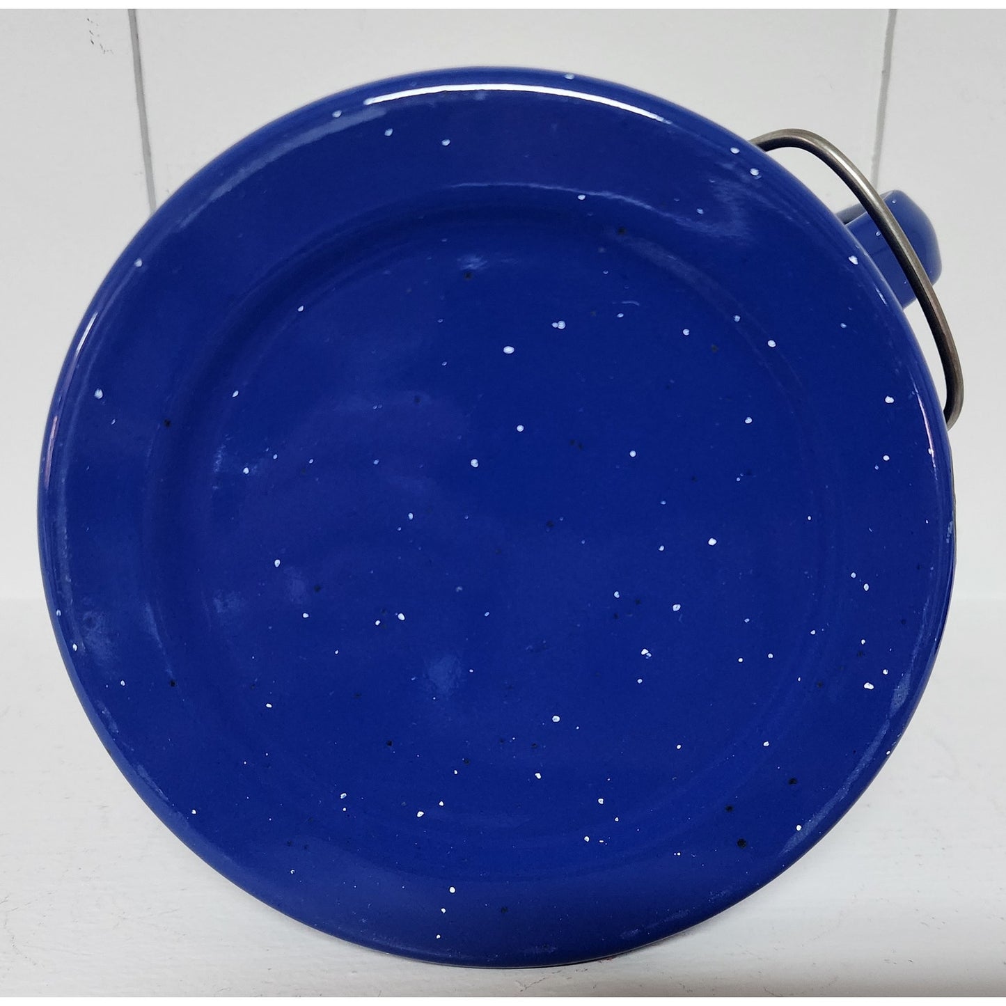 Vintage - Beautiful Blue Speckled Enamelware Water Kettle Pot w/ Handle & Lid