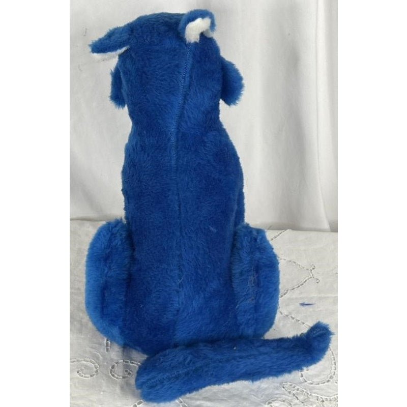 Vintage Rushton Co UK Wildcat Plush Doll Royal Blue White Fur 16.5" Univ KY