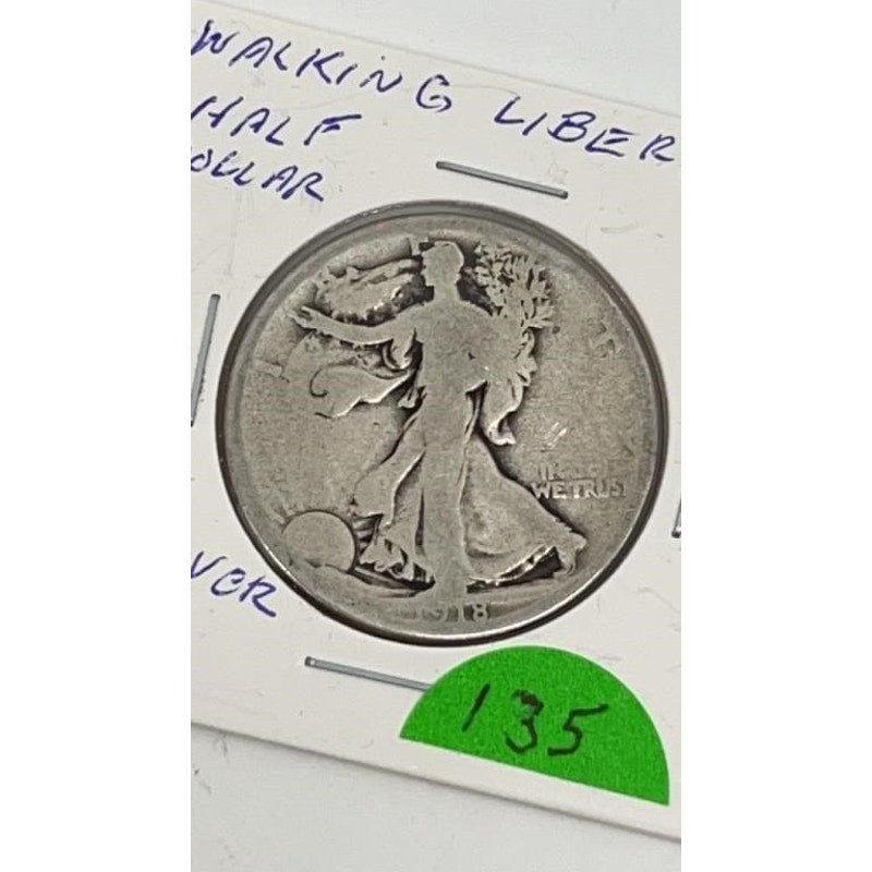 1918 Walking Liberty Half Dollar – 90% Silver – Circulated – Key Date US Coin