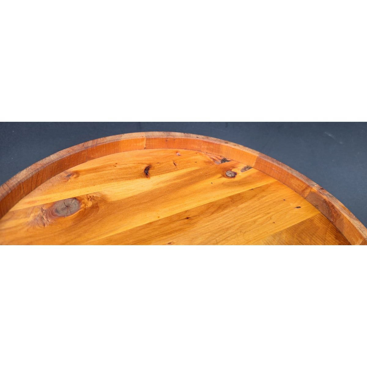Vintage Japanese Wood Hangiri Sushi Oke Basin Bowl 10" Tray Bamboo Hoops Signed