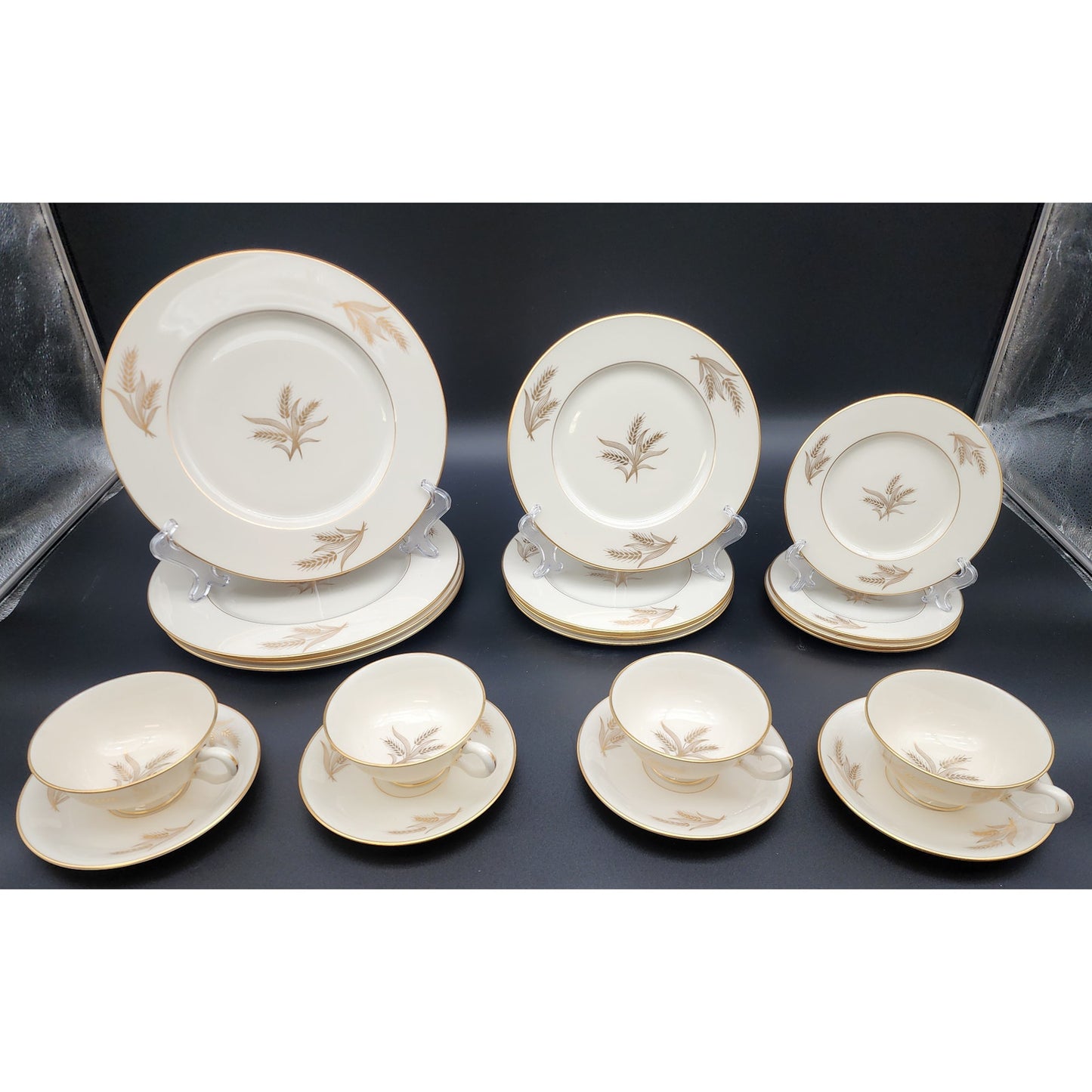 Vintage Lenox Harvest 20 Piece Place Setting 24K Gold Wheat Pattern USA R‑441