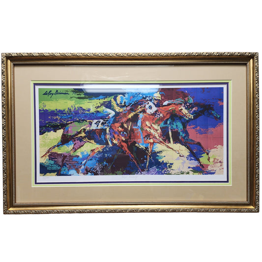 Leroy Neiman Flat Racing Giclée Print 91/250 Framed Horse Race Art 28x18