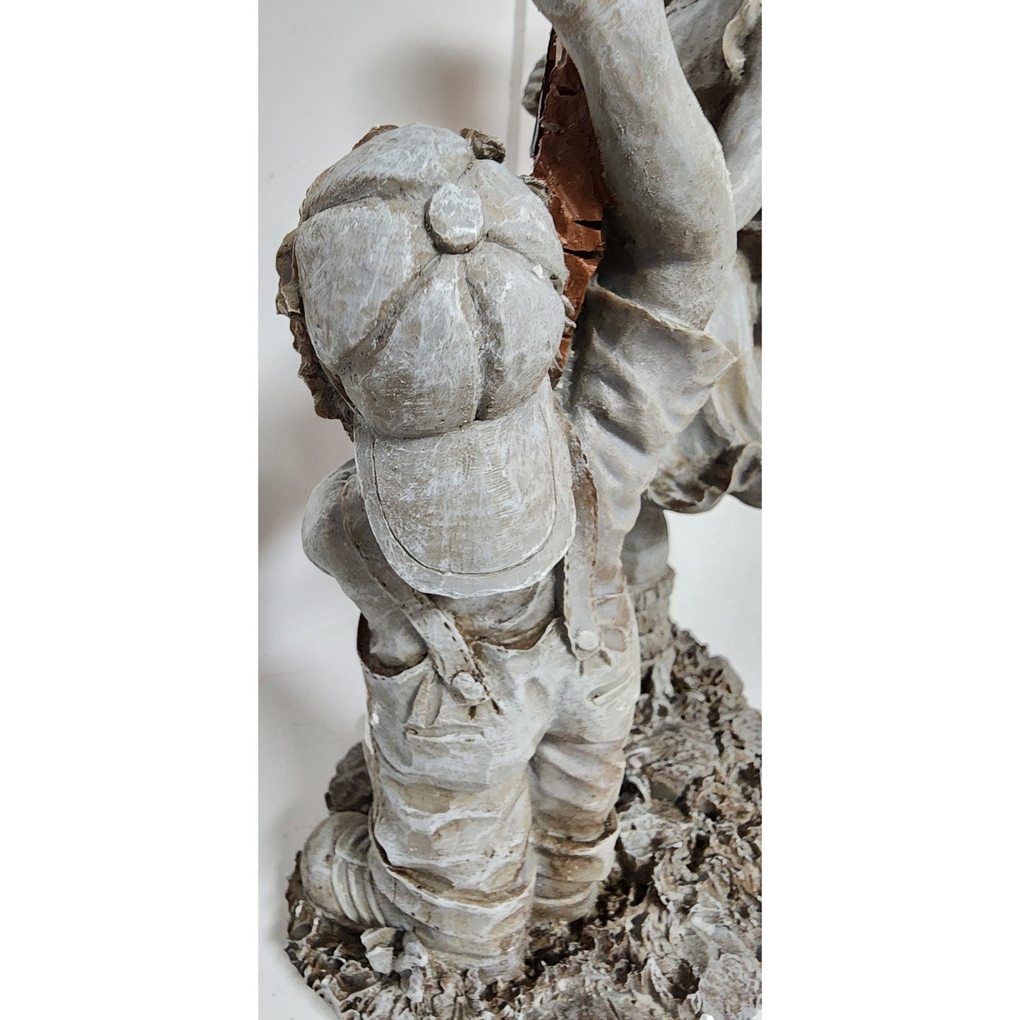 Vintage Resin Children Figurine Holding “God Bless America” Sign 11.5" Patriotic