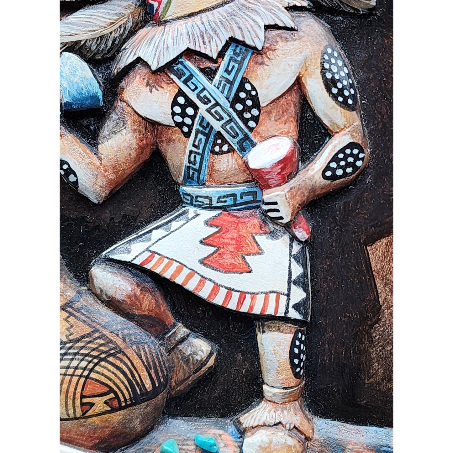 Bill Coffelt 2003 Southwest Mixed Media Art Framed Native Pottery Scene