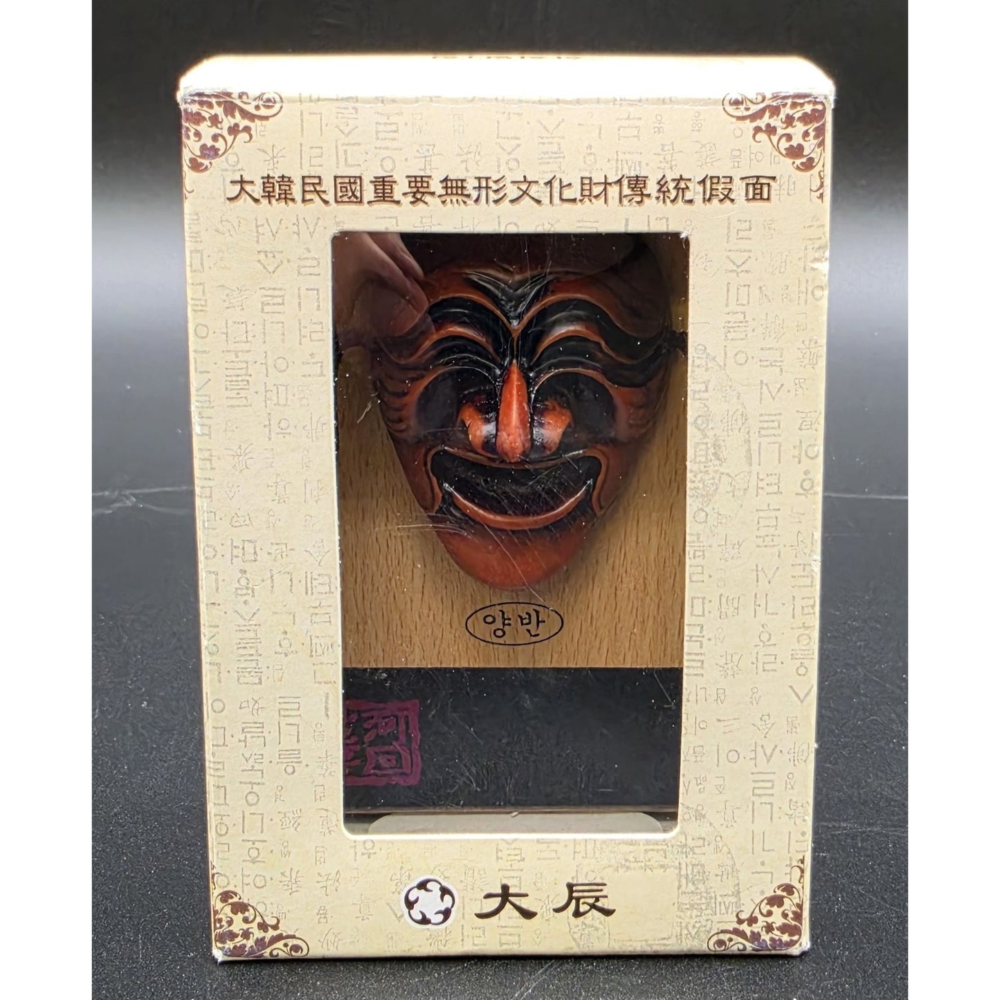 Vintage Korean Hahoe Mask Yangban Aristocrat Wall Plaque Byeolsin Exorcism Box