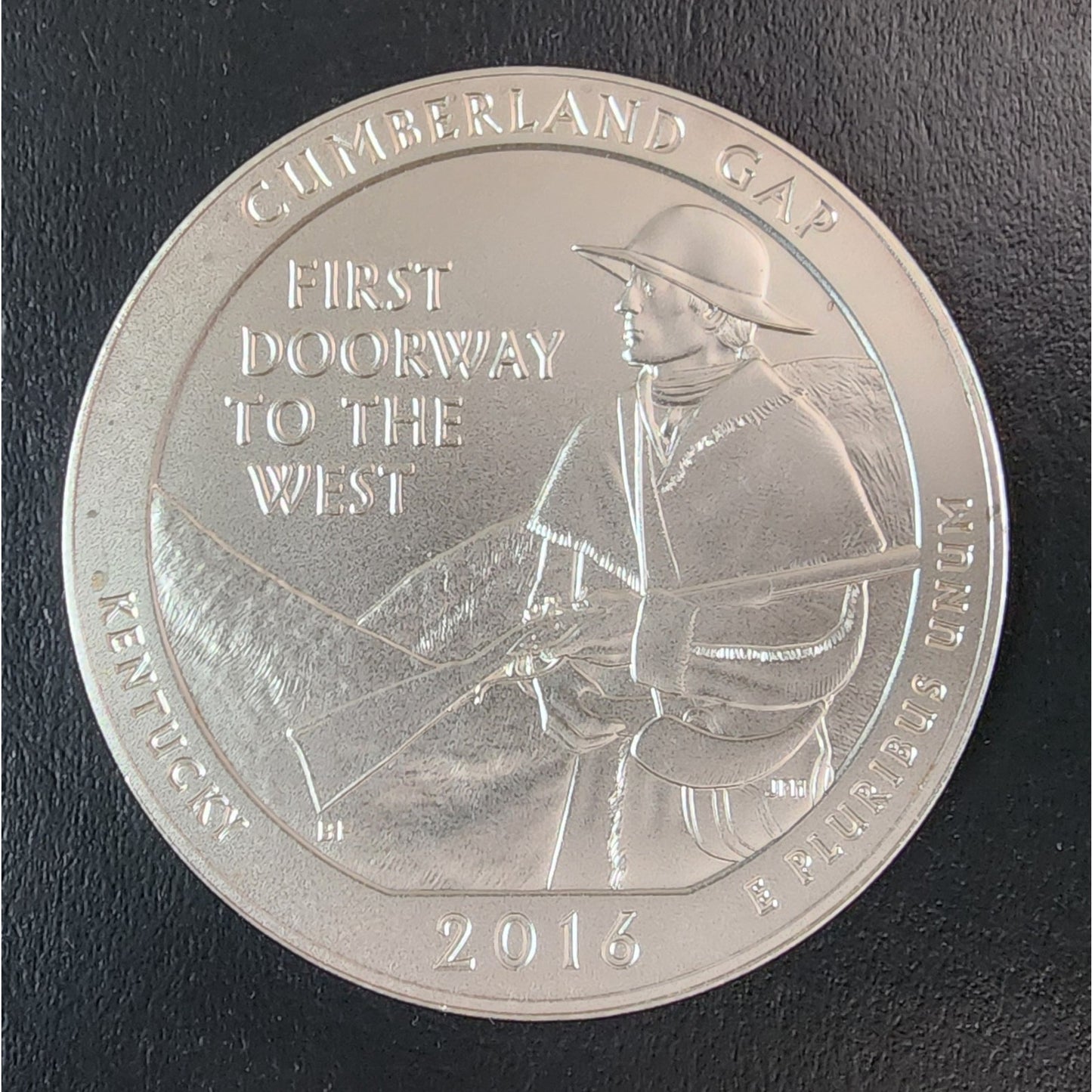 Kentucky Heritage Silver Set: 5oz Cumberland Gap, 1oz Flag Bar, Silver Quarter, $1 Bluegrass Coin