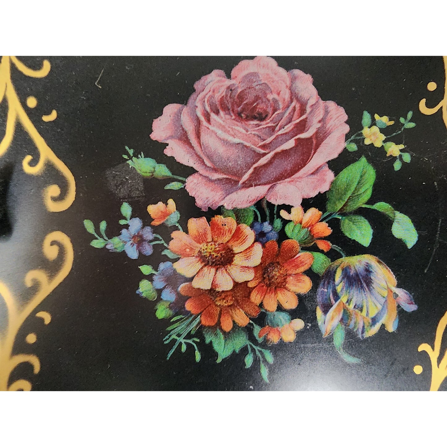 Vintage Tole Painted Silent Butler Roses + Brass Kobenhavn Trays & Flower Pot Lot