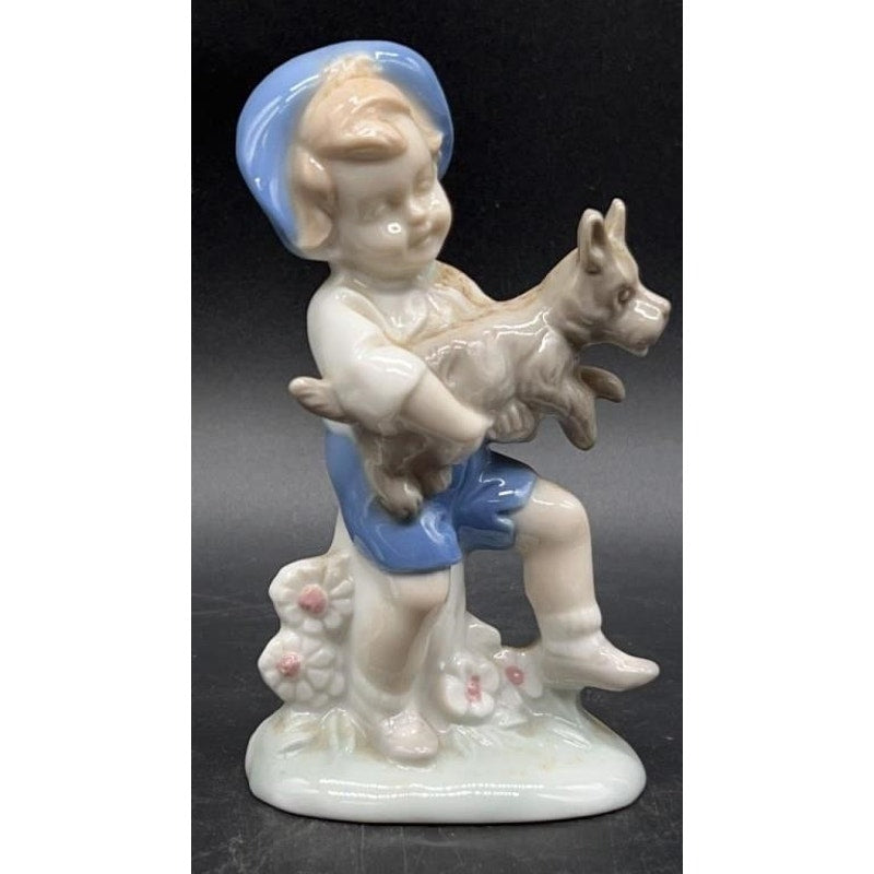 3 Vintage German Hand-Painted Ceramic Children Figurines 3.5×1×4.75″ Set