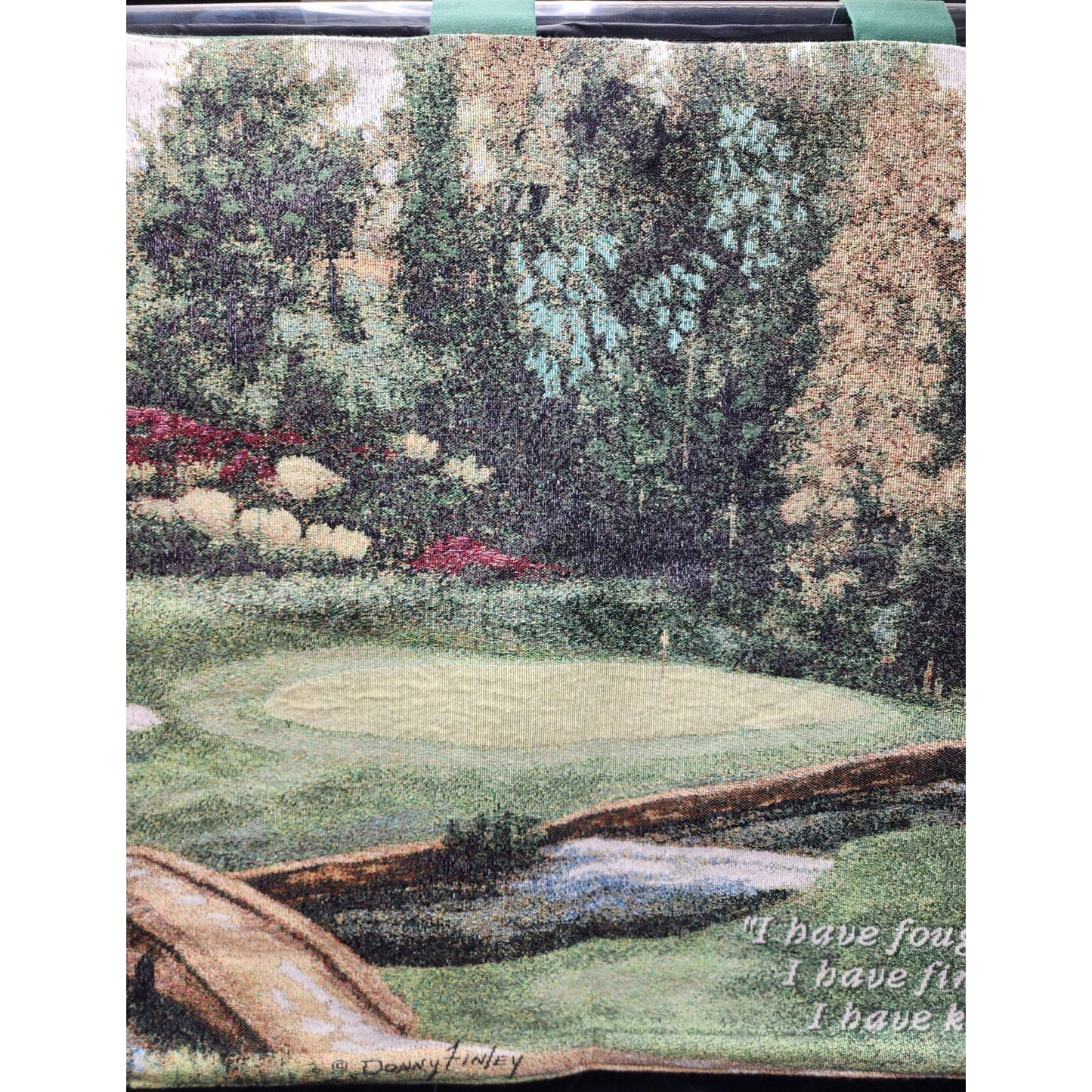 Donny Finley Golf Course Tapestry w/ 2 Timothy 4:7 & Hanging Loops 35.5"x25.5"