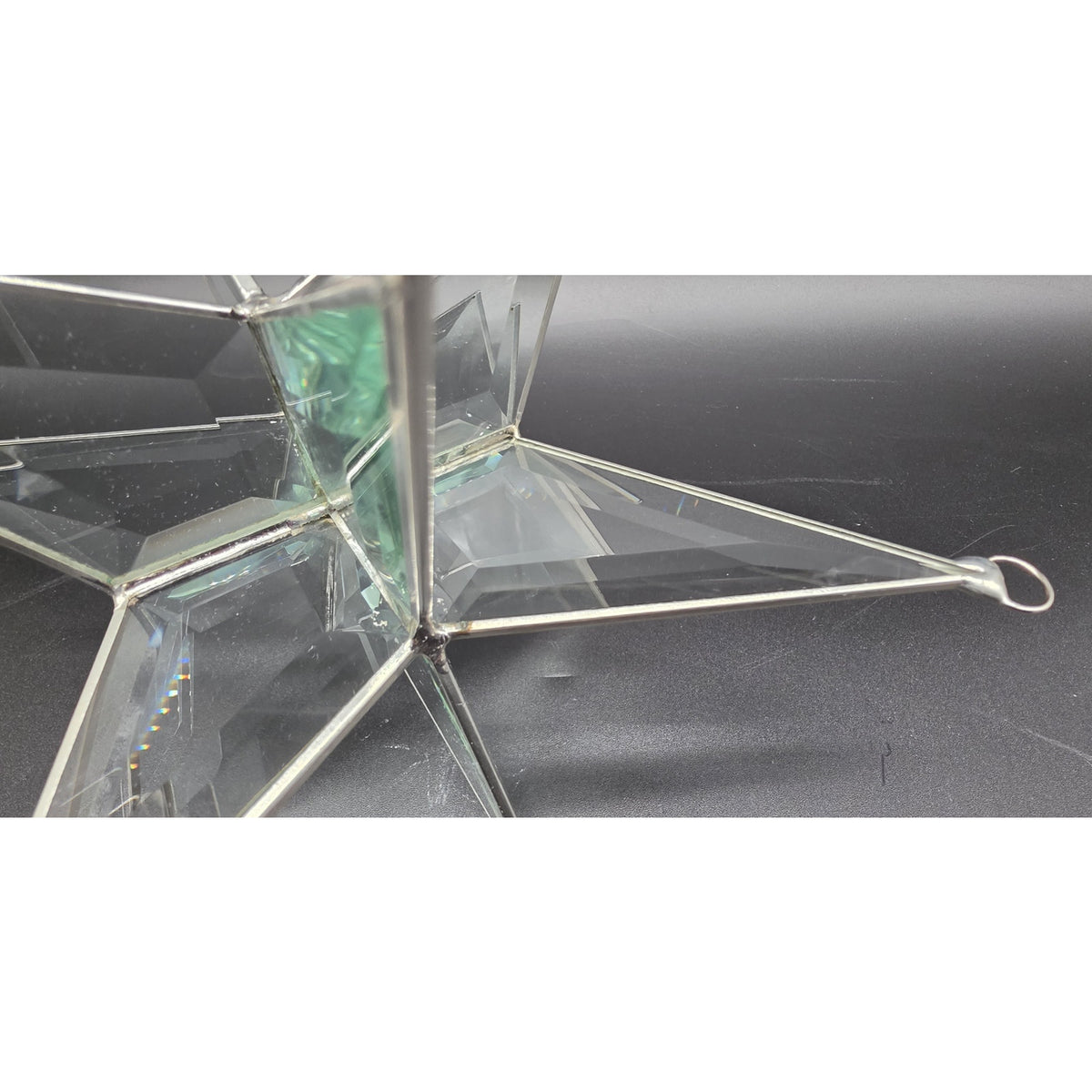 Vintage Artique Lexington Beveled Jade Glass 3D Moravian Star Suncatcher Boxed