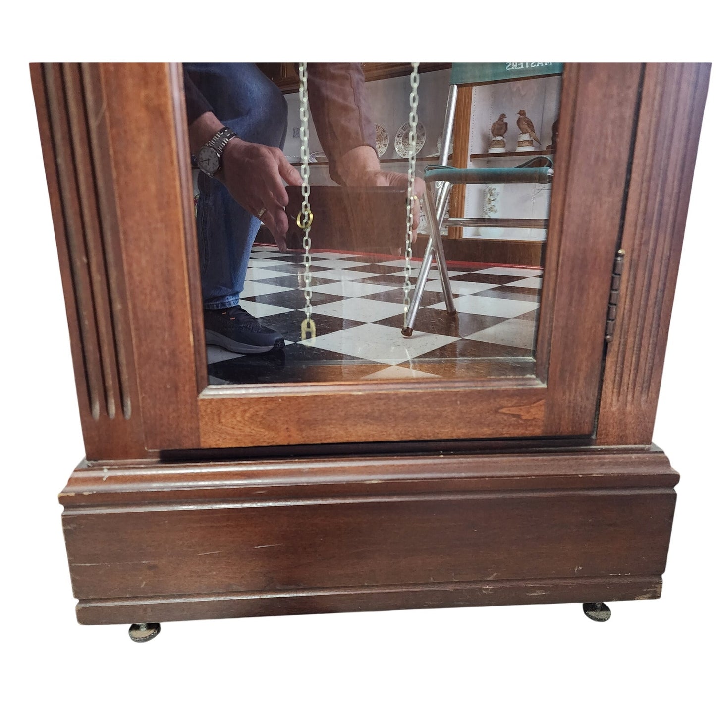 VTG Tempus Fugit Grandfather Clock Walnut Wood 79" Works w/ Chimes -Local Pickup Only!