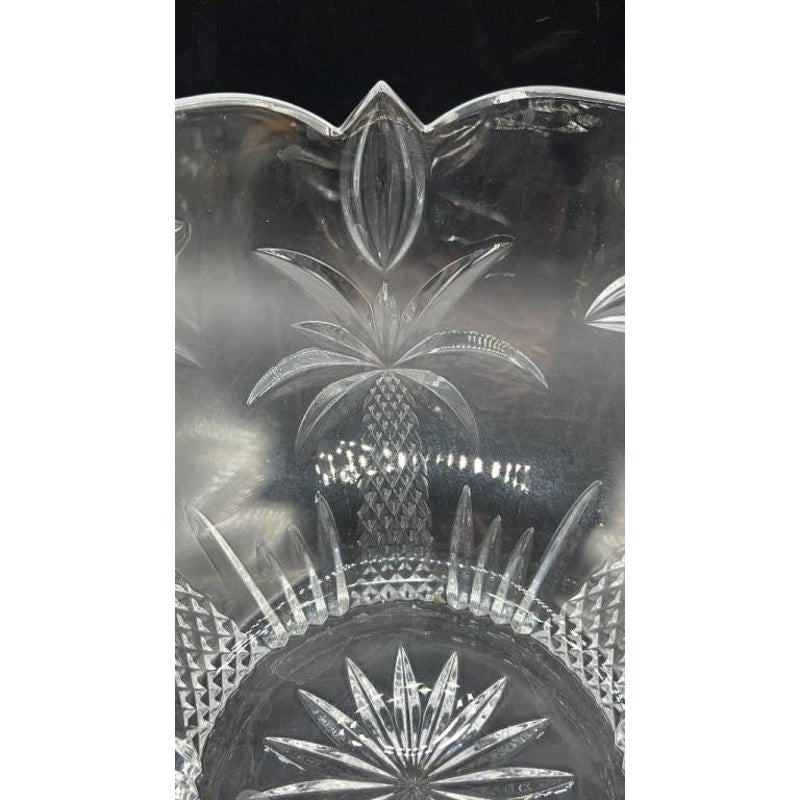 Shannon Crystal by Godinger Palm Tree Large Centerpiece Bowl 10.5" ScallopedEdge