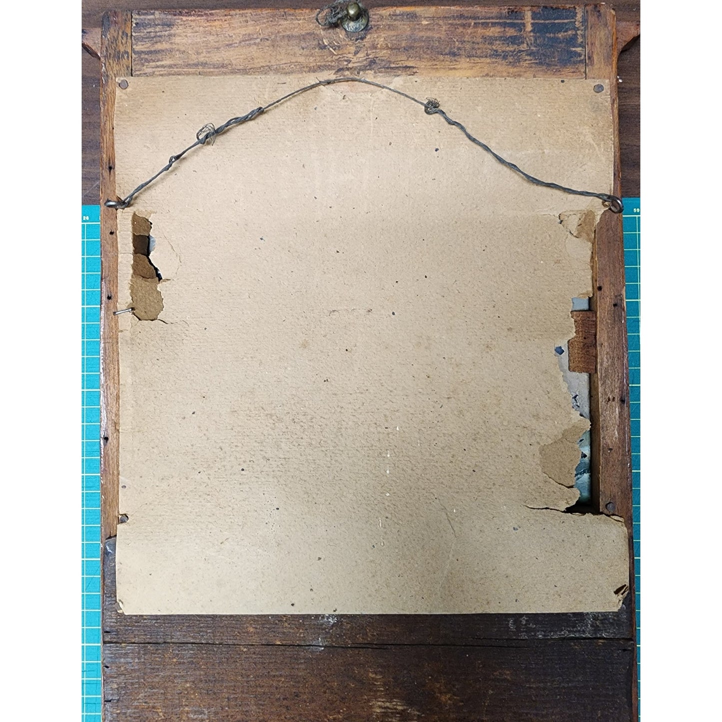 Antique Federal Mahogany Tabernacle Mirror w/ Mayflower Reverse Glass Painting