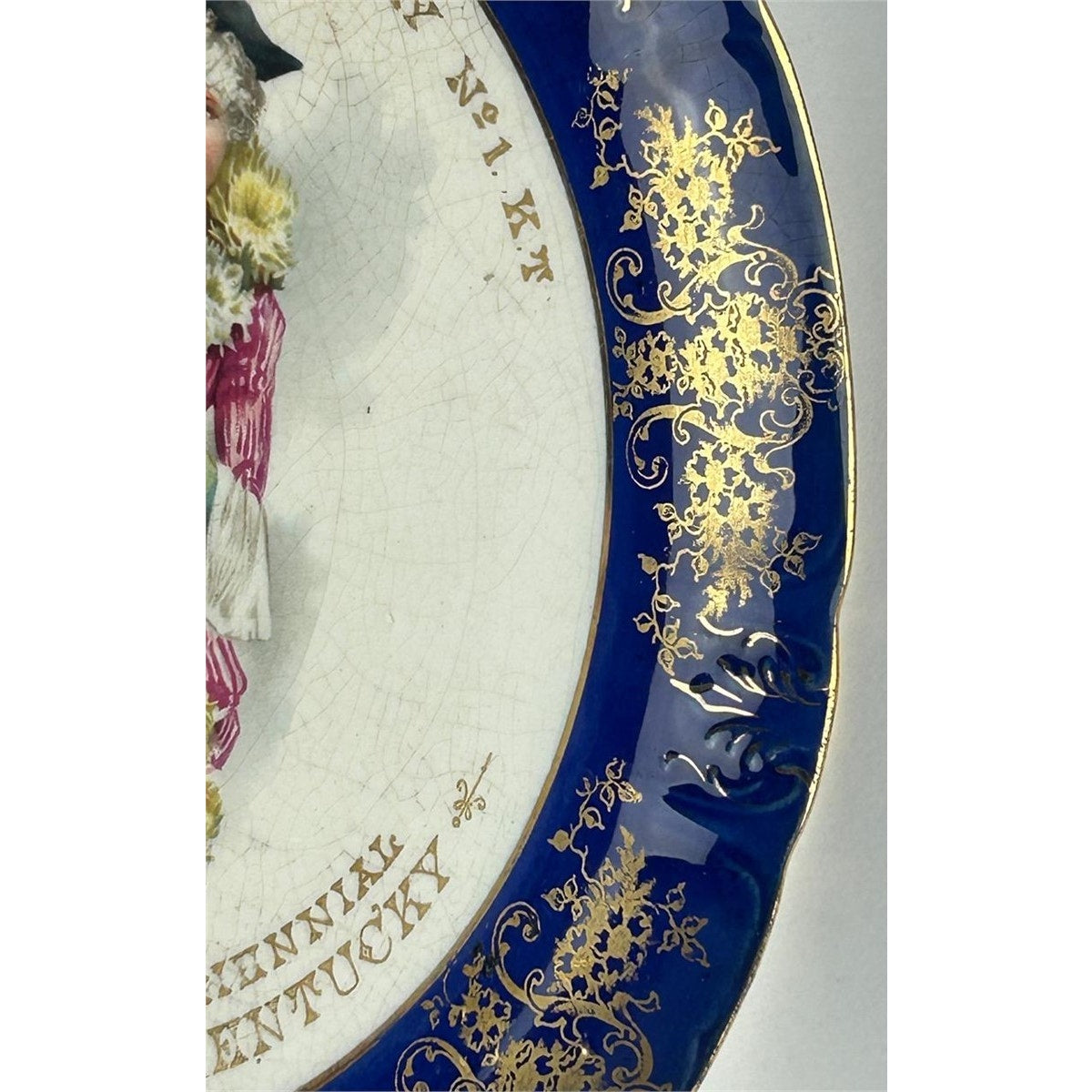 1901 Masonic Plate Louisville KY Knowles Taylor Gold Gilt Lady Floral Vitreous8"