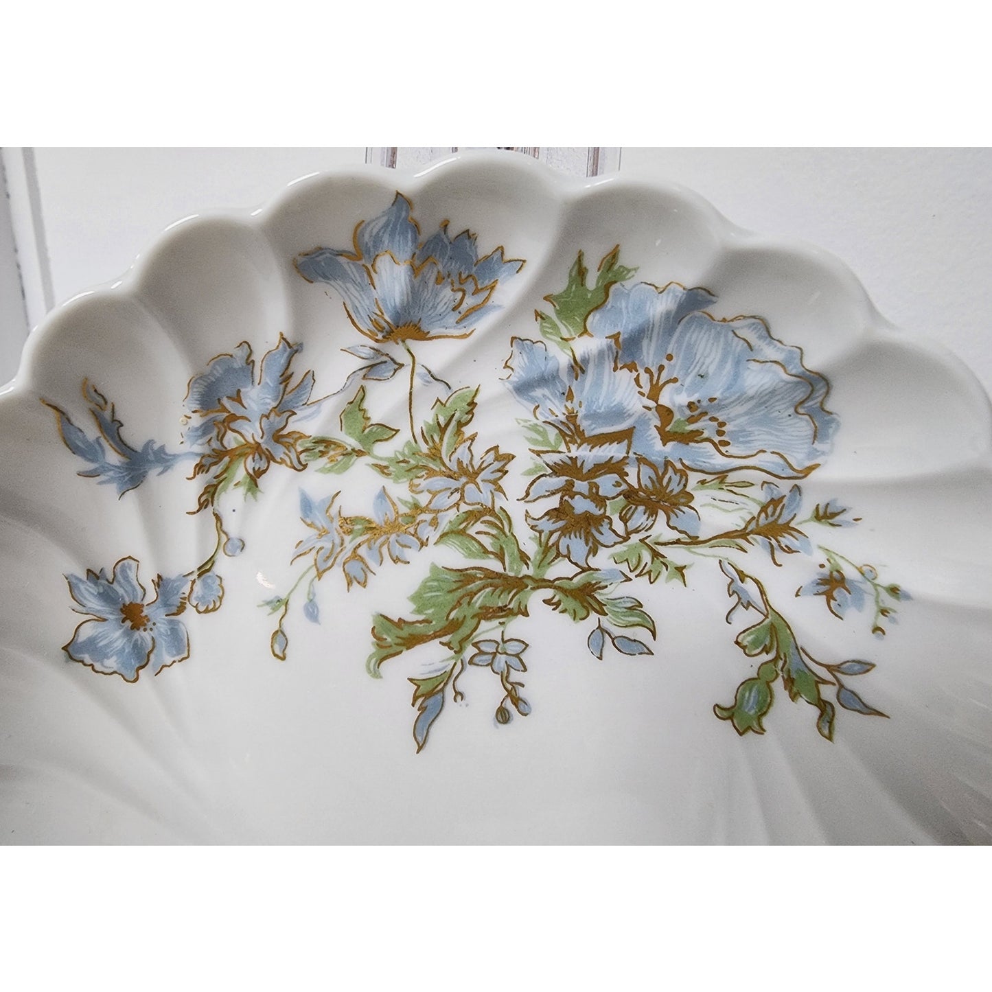 Haviland Limoges France 5" Porcelain Plate Blue Florals Gold Gilt Swirl Rim Vtg