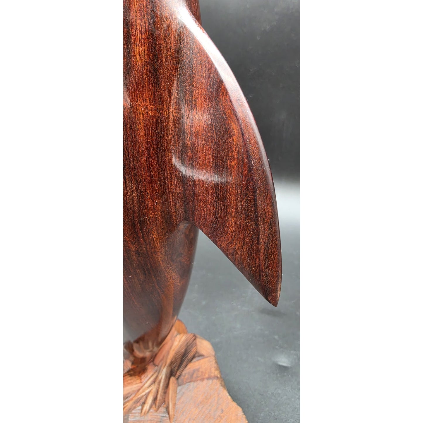 Vintage Hand‑Carved Hardwood Dolphin Statue 13.5" Polished One‑Piece Art