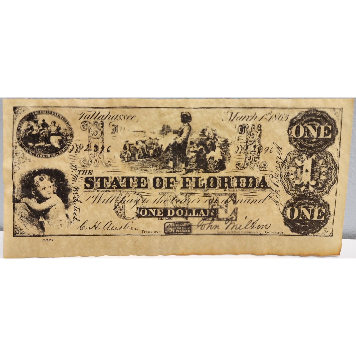 1971 U.S. Proof Set + 1863 Florida $1 Confederate Note • Display Pair • Repro