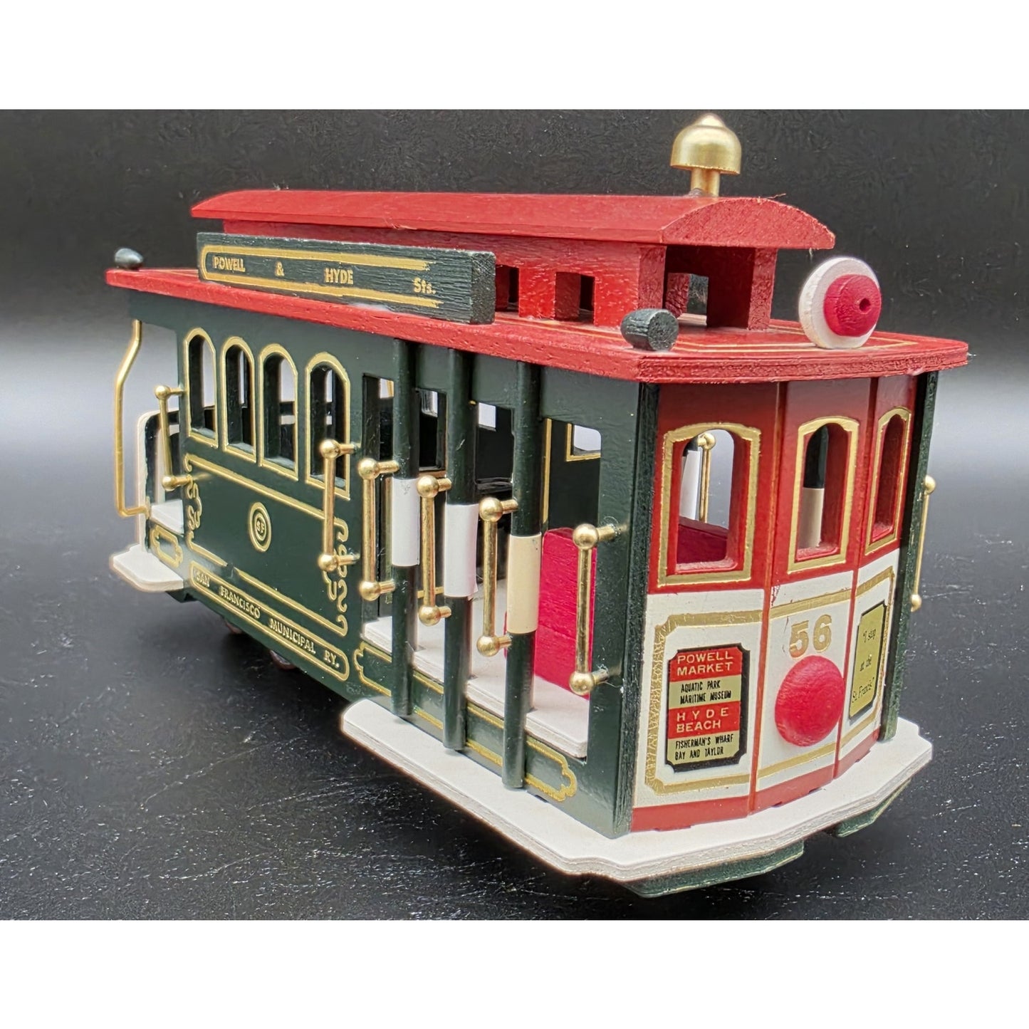 Vintage SF Cable Car Music Box Trolley Wood & Brass Plays “I Left My Heart”