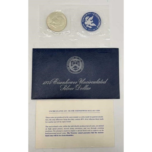 1974 S Eisenhower Silver Dollar Blue Pack Uncirculated w/ COA 40% Silver