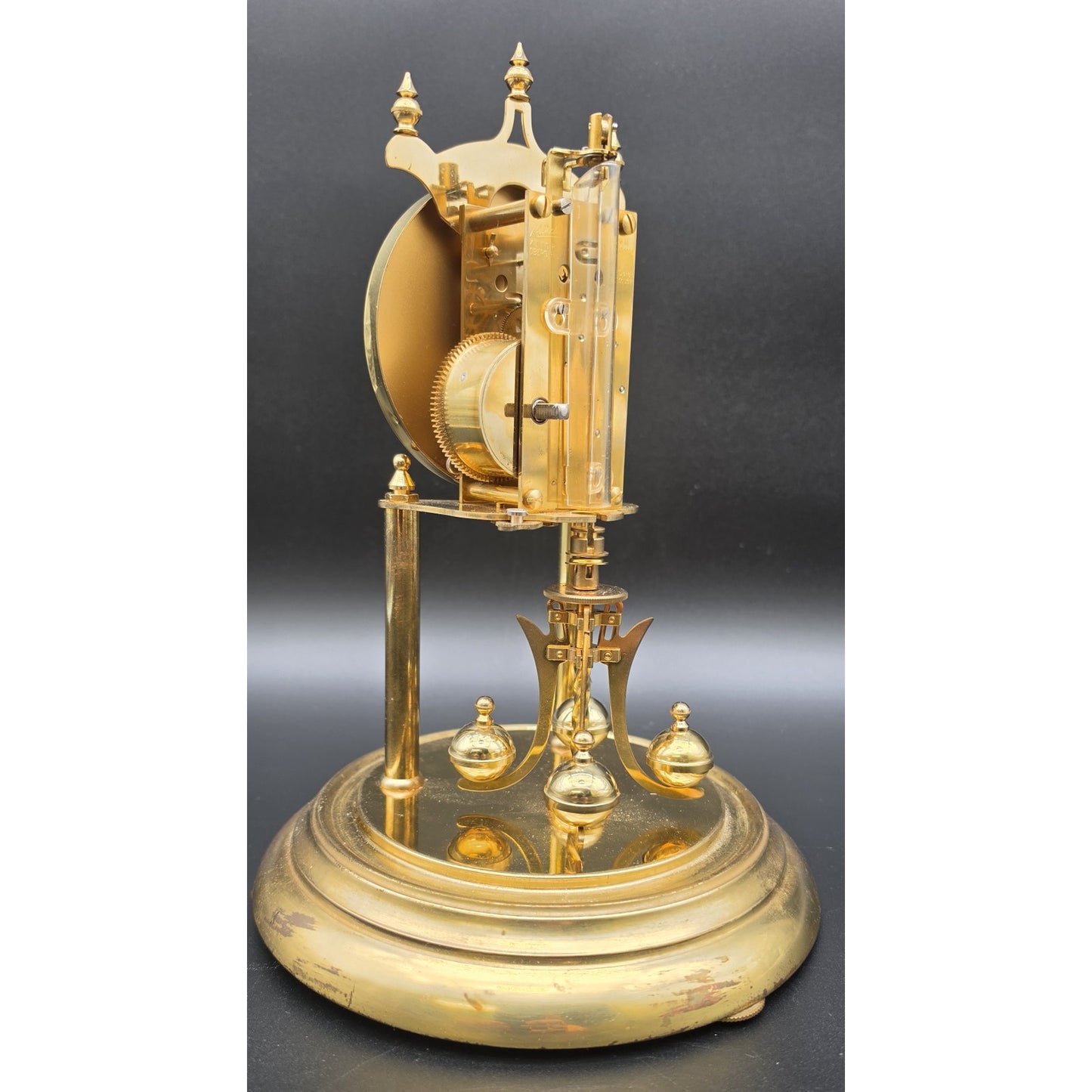 Vintage Kundo German Anniversary Torsion Clock w/ Dome – Brass – Needs Key