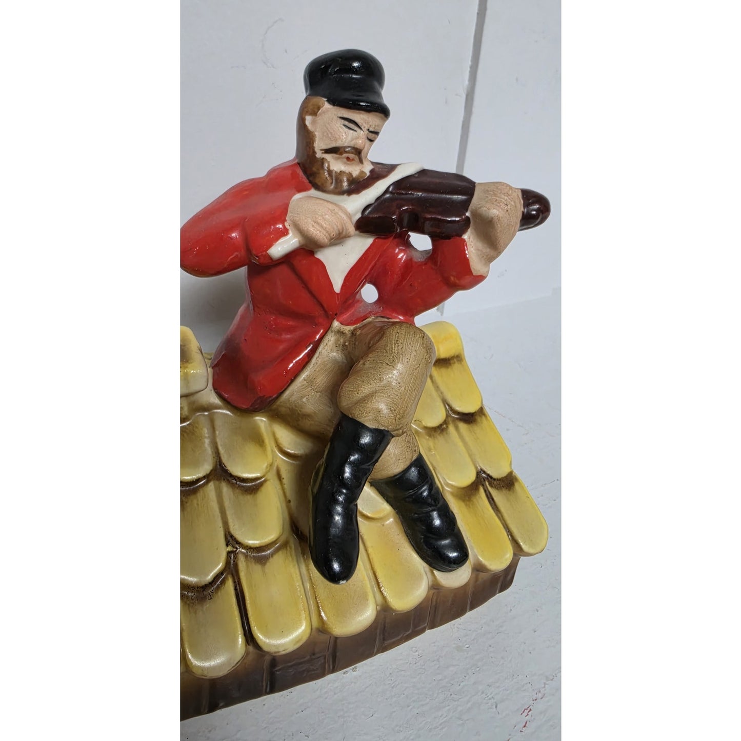 Vintage Fiddler on the Roof Handpaint Ceramic Music Box Rotating Sunrise Sunset