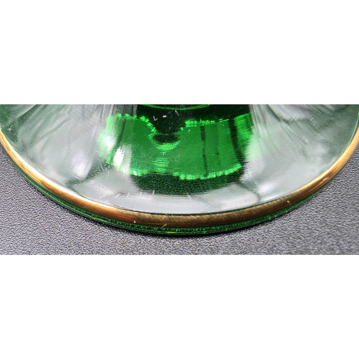Vtg Bockling German Romer Wine Glasses Green Stem Gold Gilt Rhinestones Set 8