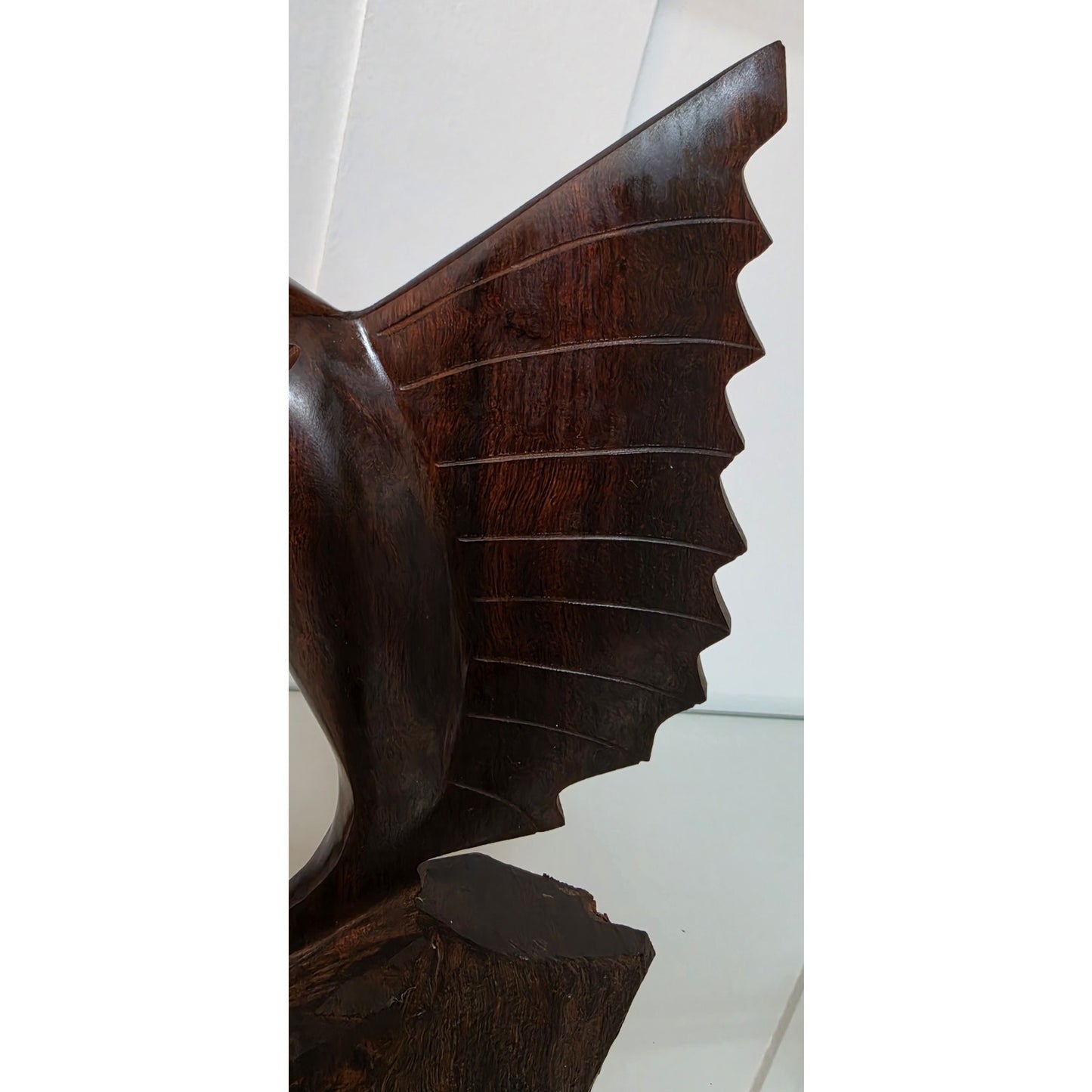 Vintage Hand‑Carved Mahogany Swordfish Statue 8.5" Elegant Wood Art - Beautiful