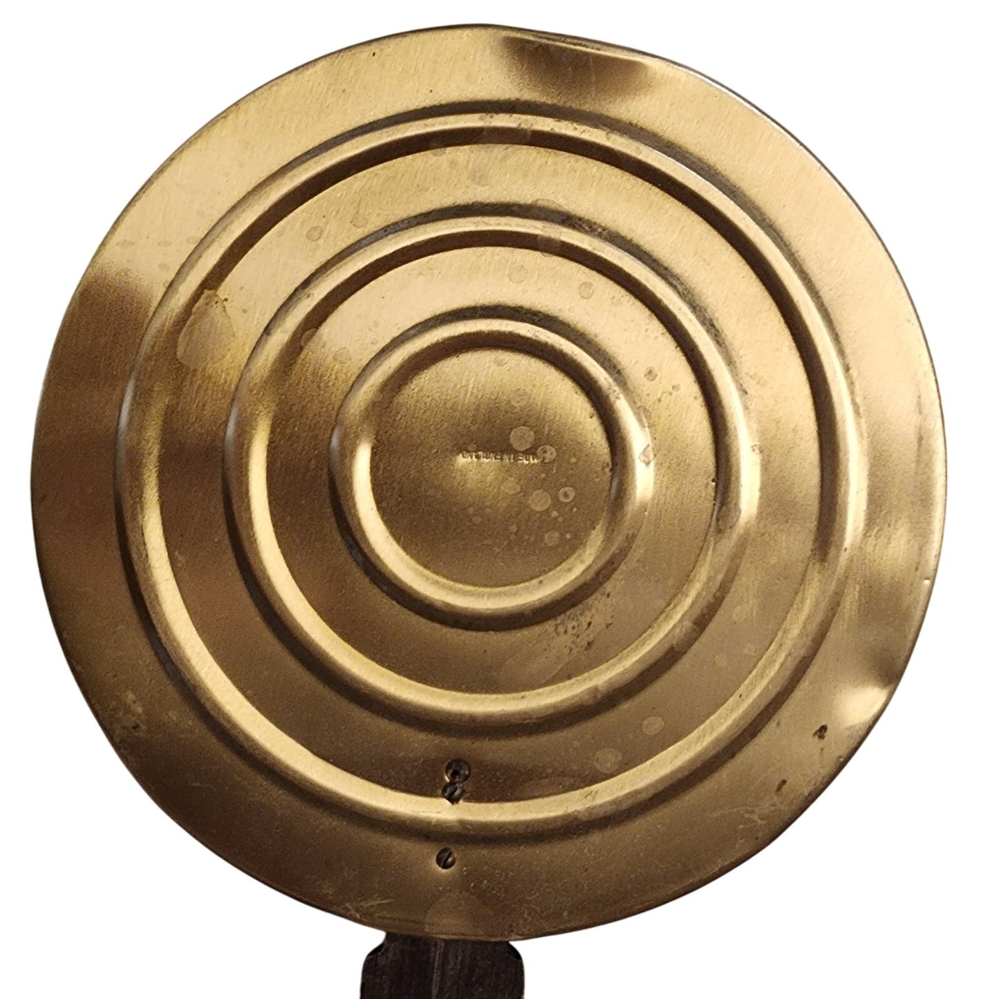 Vtg Pair British Brass Bed Warmers w/ Wooden Handles Pub Bar Scene - England