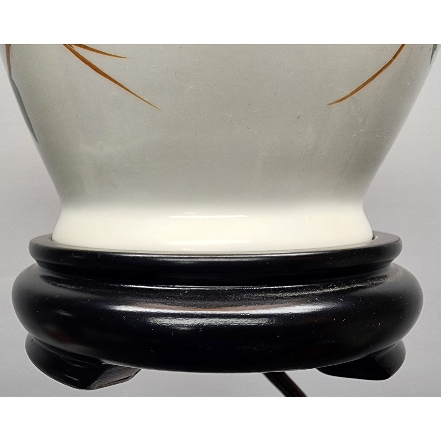 Vintage Ceramic Bird Lamp 24.5" – Cardinal & Goldfinch – Tree Finial, Wood Bas