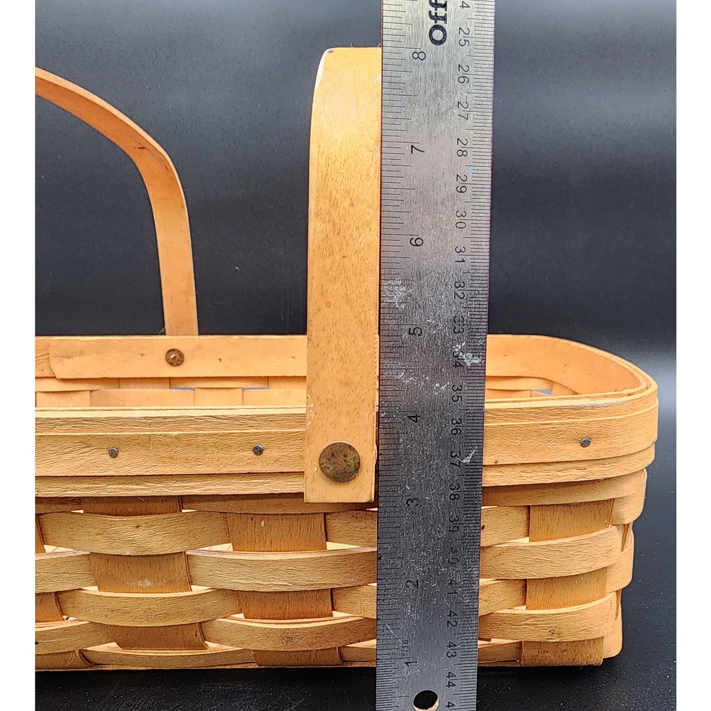 1998 Longaberger Handwoven Market Basket Signed w/ Handles – 14.25" x 9.75"