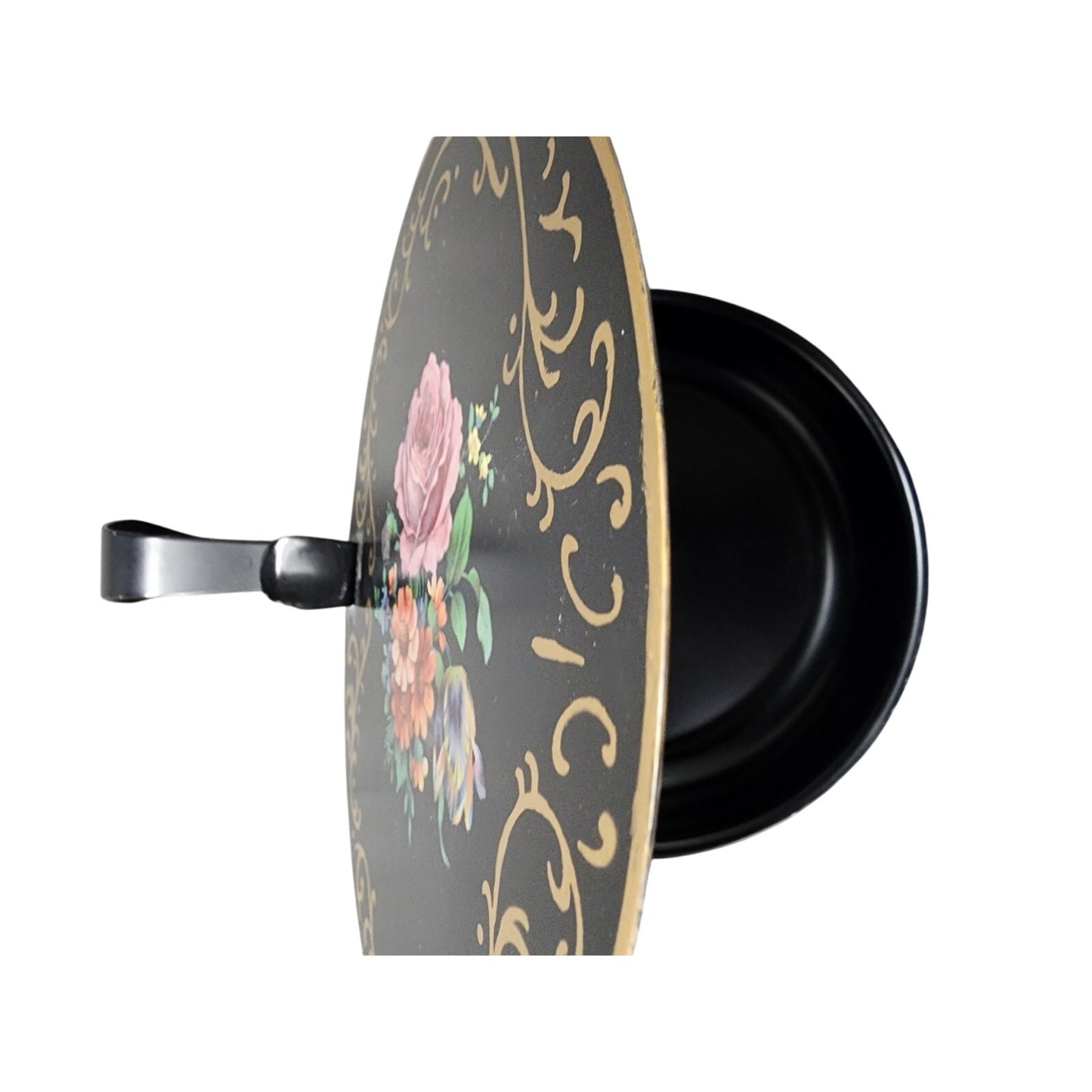 Vintage Tole Painted Silent Butler Roses + Brass Kobenhavn Trays & Flower Pot Lot