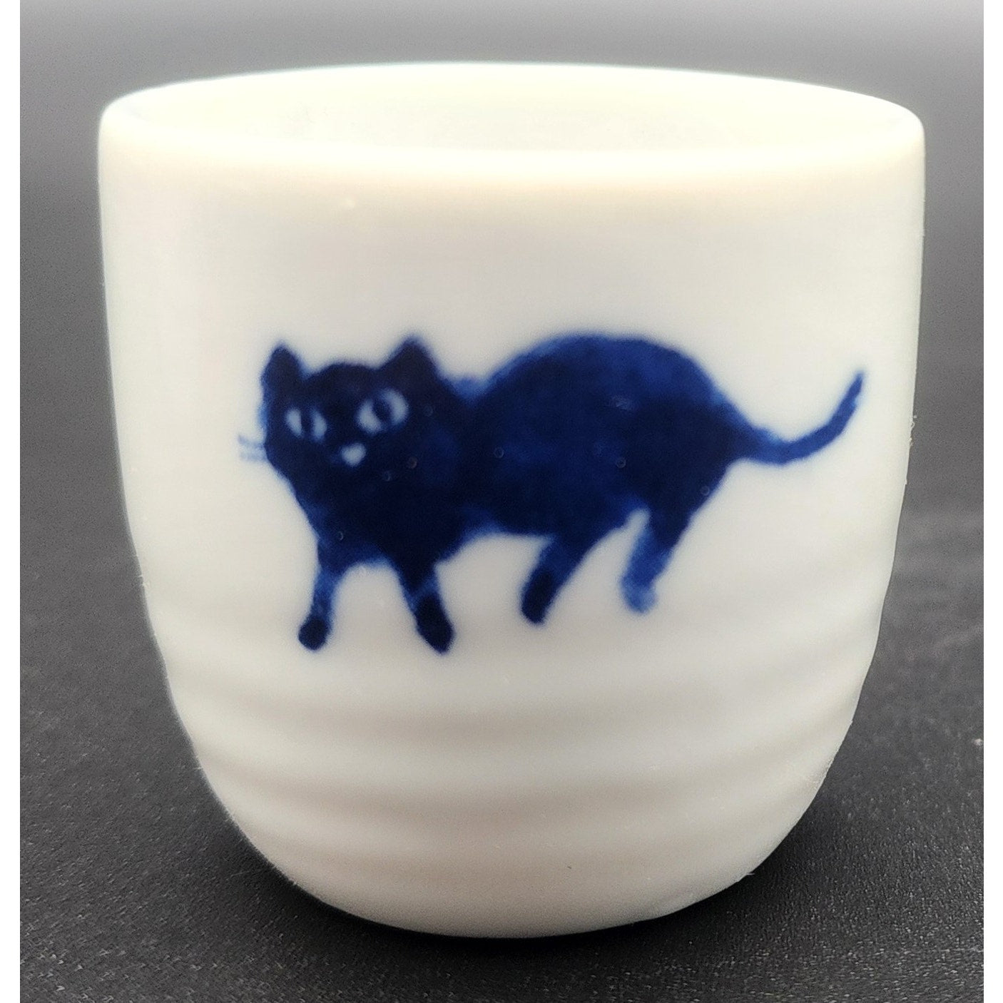 Kotobuki Japanese Midnight Blue Cat Sake Set w/ Box – 5pc Ceramic Like New VTG