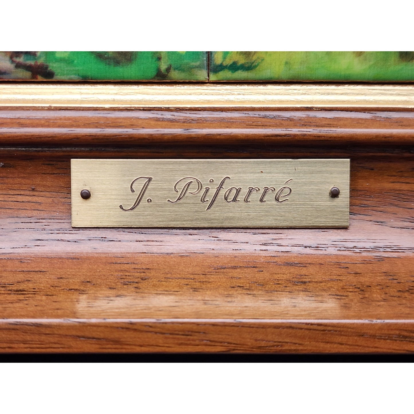 Vintage J. Pifarré “Hunt in the Park” 12‑Tile Mosaic in Wood Frame 14.25x11.75