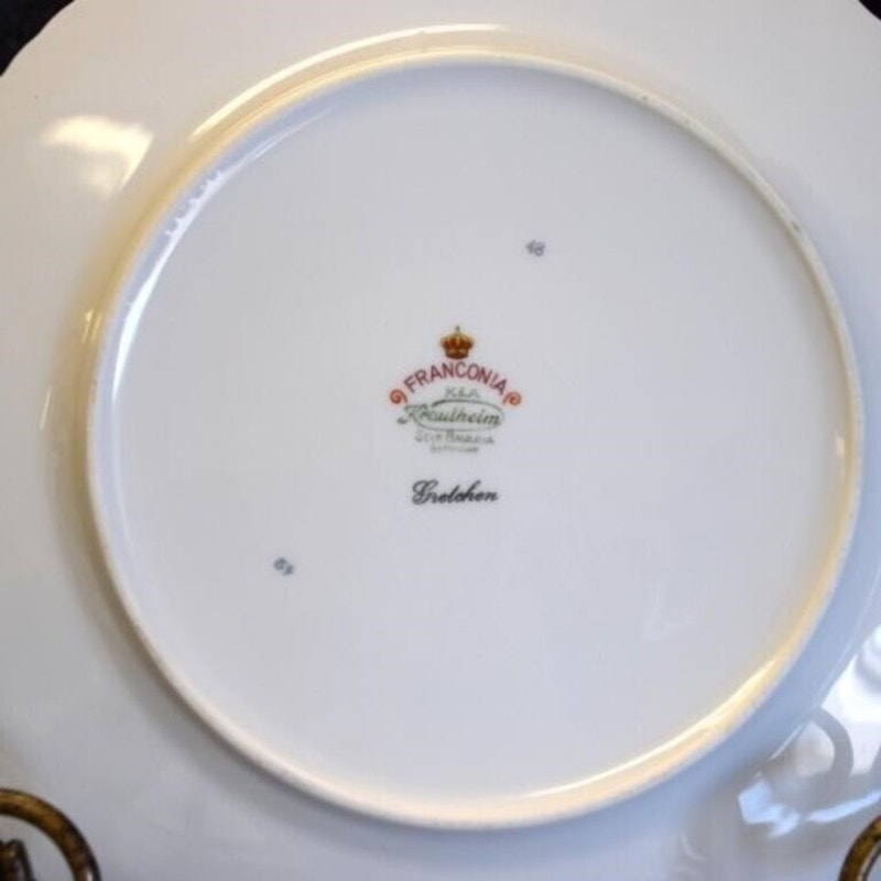 Vtg Franconia Krautheim Selb Bavaria Gretchen 24pc Floral Set Gold Scalloped