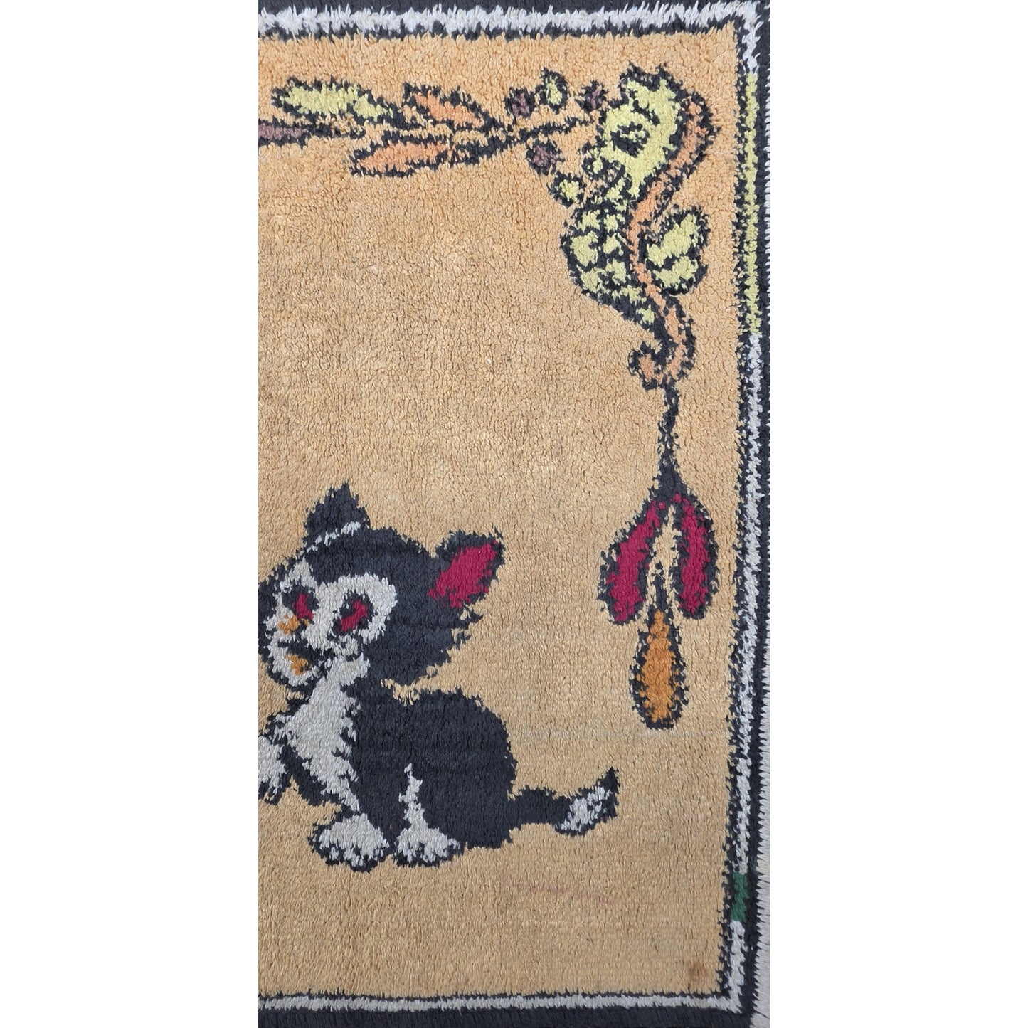 Vintage Disney Pinocchio & Friends Tapestry Rug w/ Fringe 21x34.5