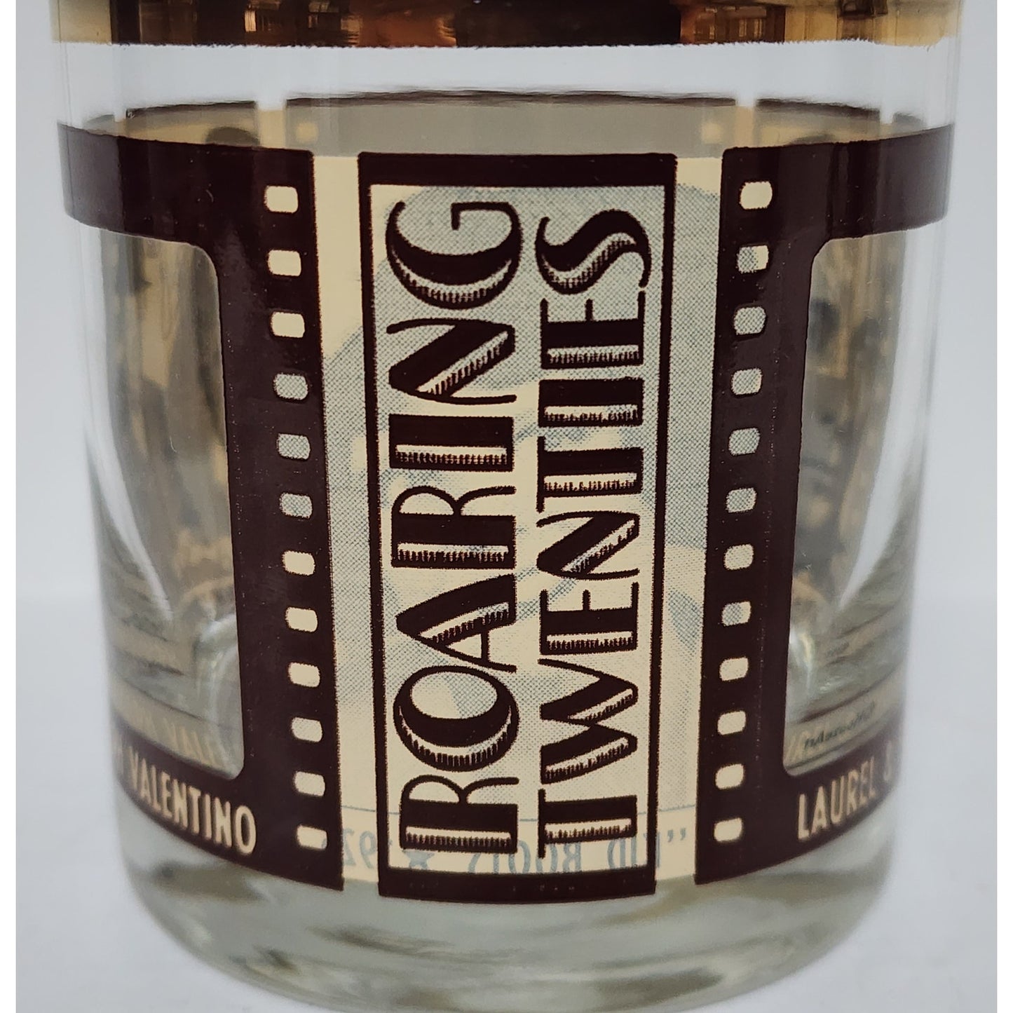 HouzeArt Roaring Twenties Filmstrip Glasses Set w/ Copper Rims Vintage