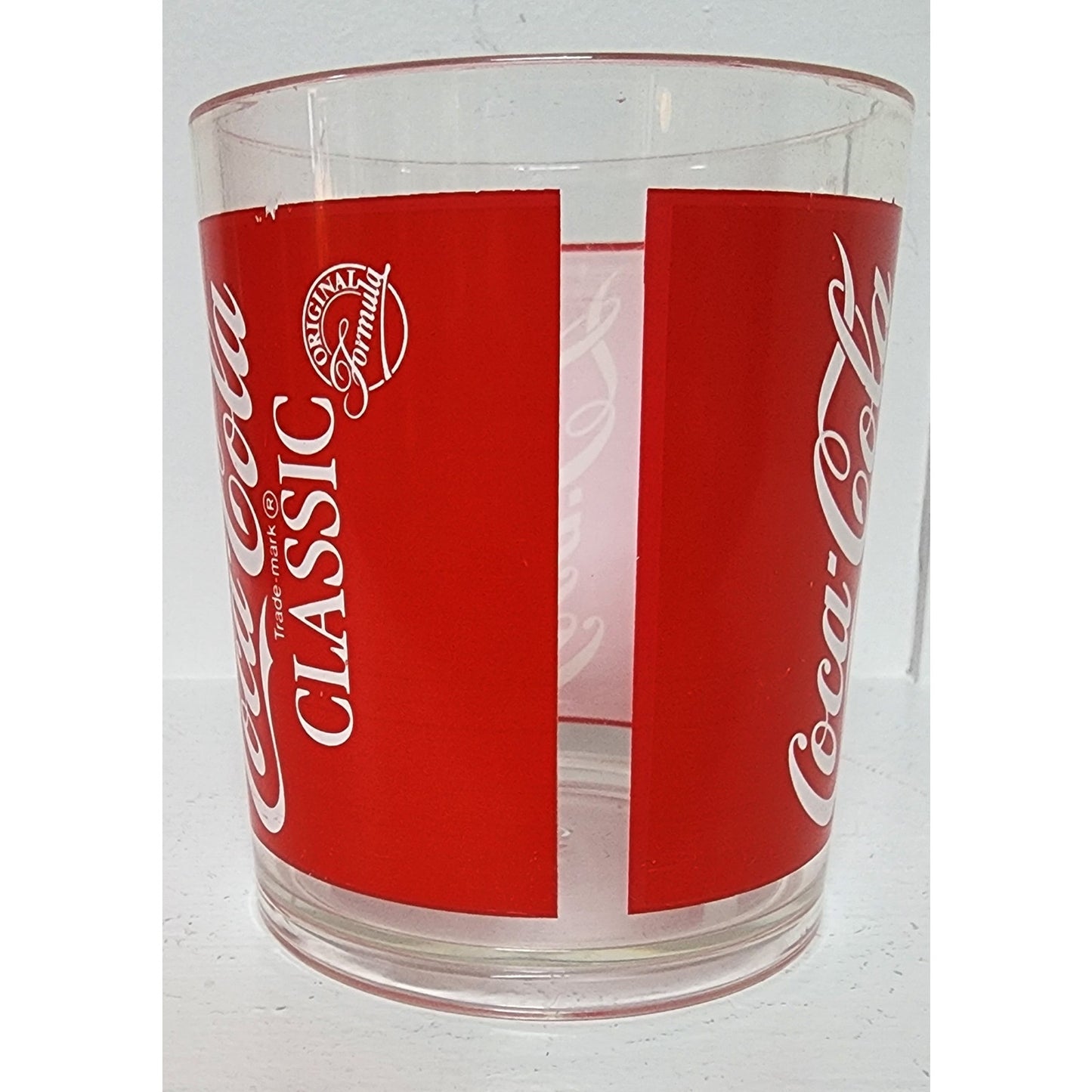 Vintage Coca-Cola Plastic Glass Set w/ Large Pop-Top Tray 8 Glasses + Cup