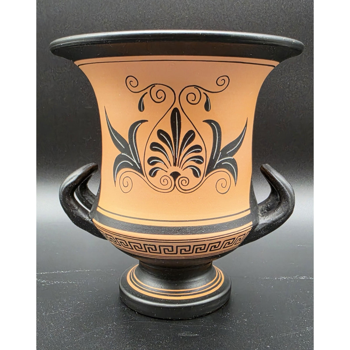 Vintage Greek Vase Dionysus Satyr Athens Pottery Calyx-Krater Lambrou Bros 7.25"