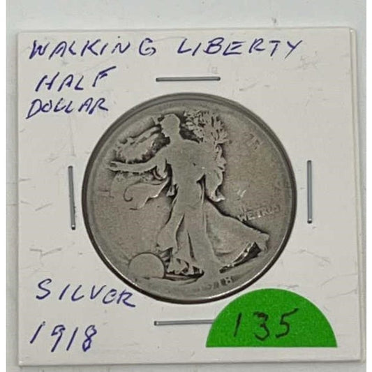 1918 Walking Liberty Half Dollar – 90% Silver – Circulated – Key Date US Coin