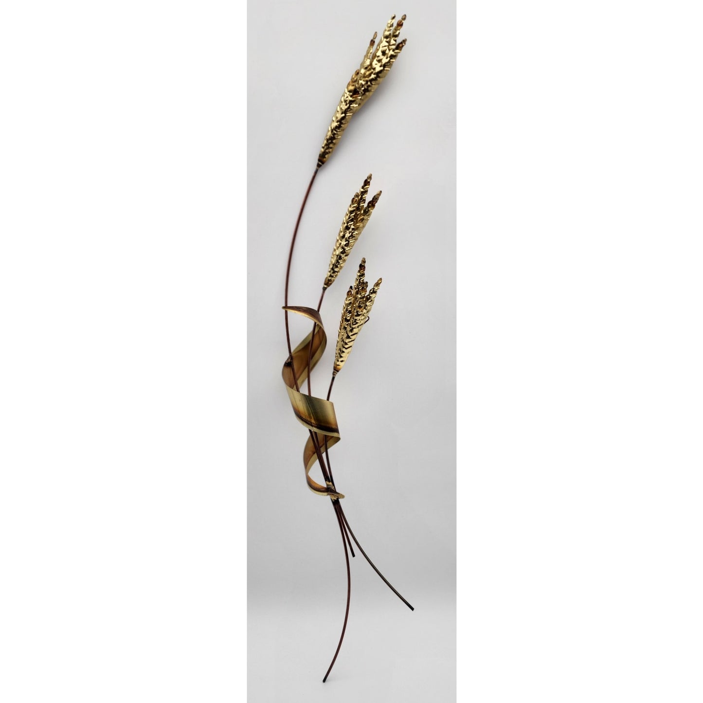 Vintage Brass & Copper Wheat Wall Art Pair – 31" Metal Sculptures Left/Right