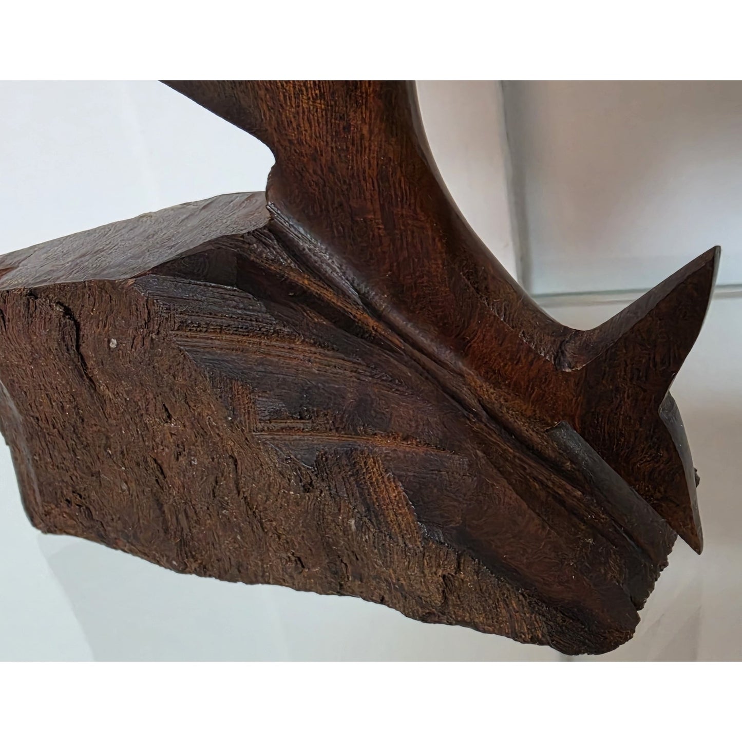 Vintage Hand‑Carved Mahogany Swordfish Statue 8.5" Elegant Wood Art - Beautiful