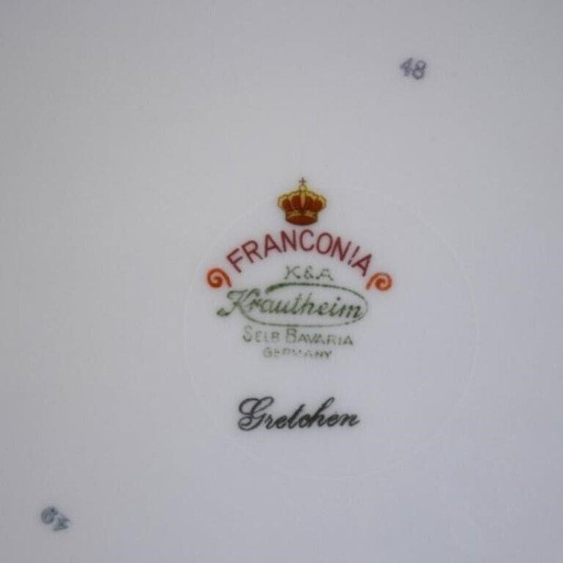 Vtg Franconia Krautheim Selb Bavaria Gretchen 24pc Floral Set Gold Scalloped