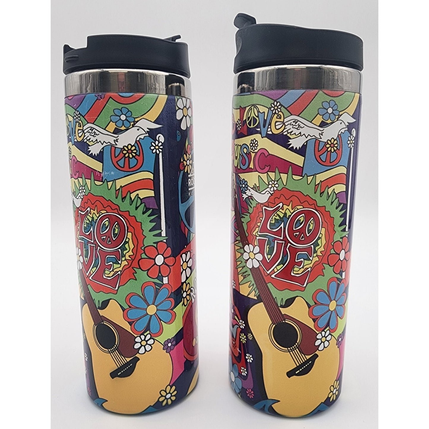 2 Rock & Roll Hall of Fame Tumblers Cleveland OH Peace Dove Hippie Psychedelic