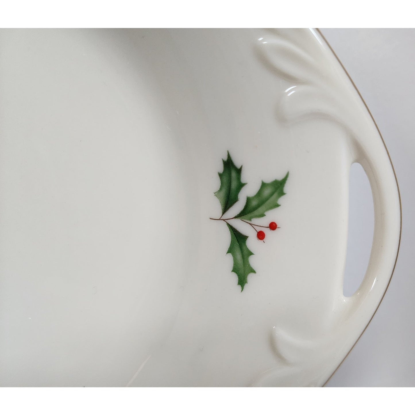 Lenox Holiday Candy Dish 24K Gold Trim Scalloped Rim w/ Box Vintage Christmas