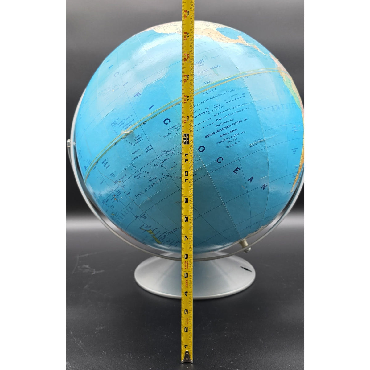 Vintage Concept 16" Blue Ocean World Globe Rotating Stand Modern Educational