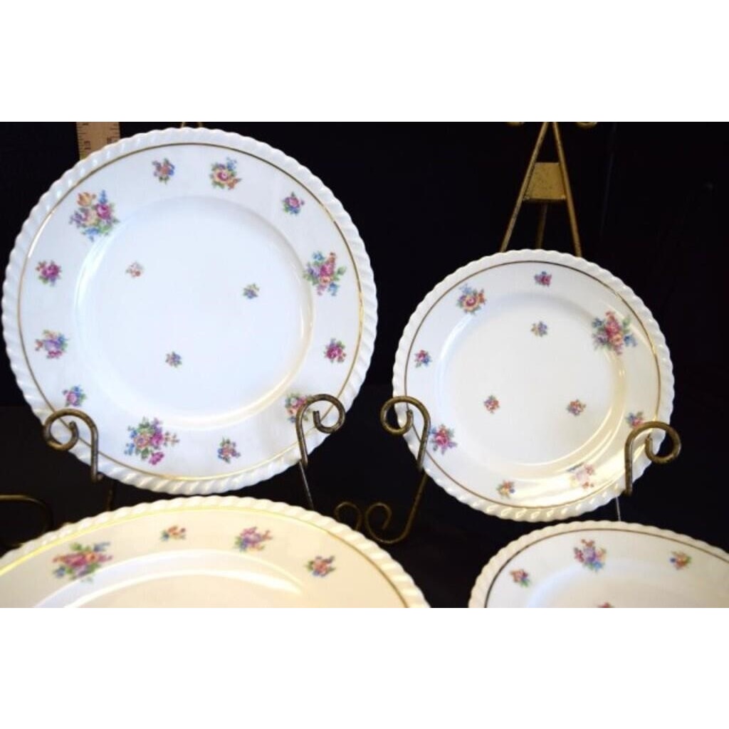 Vtg Franconia Krautheim Selb Bavaria Gretchen 24pc Floral Set Gold Scalloped