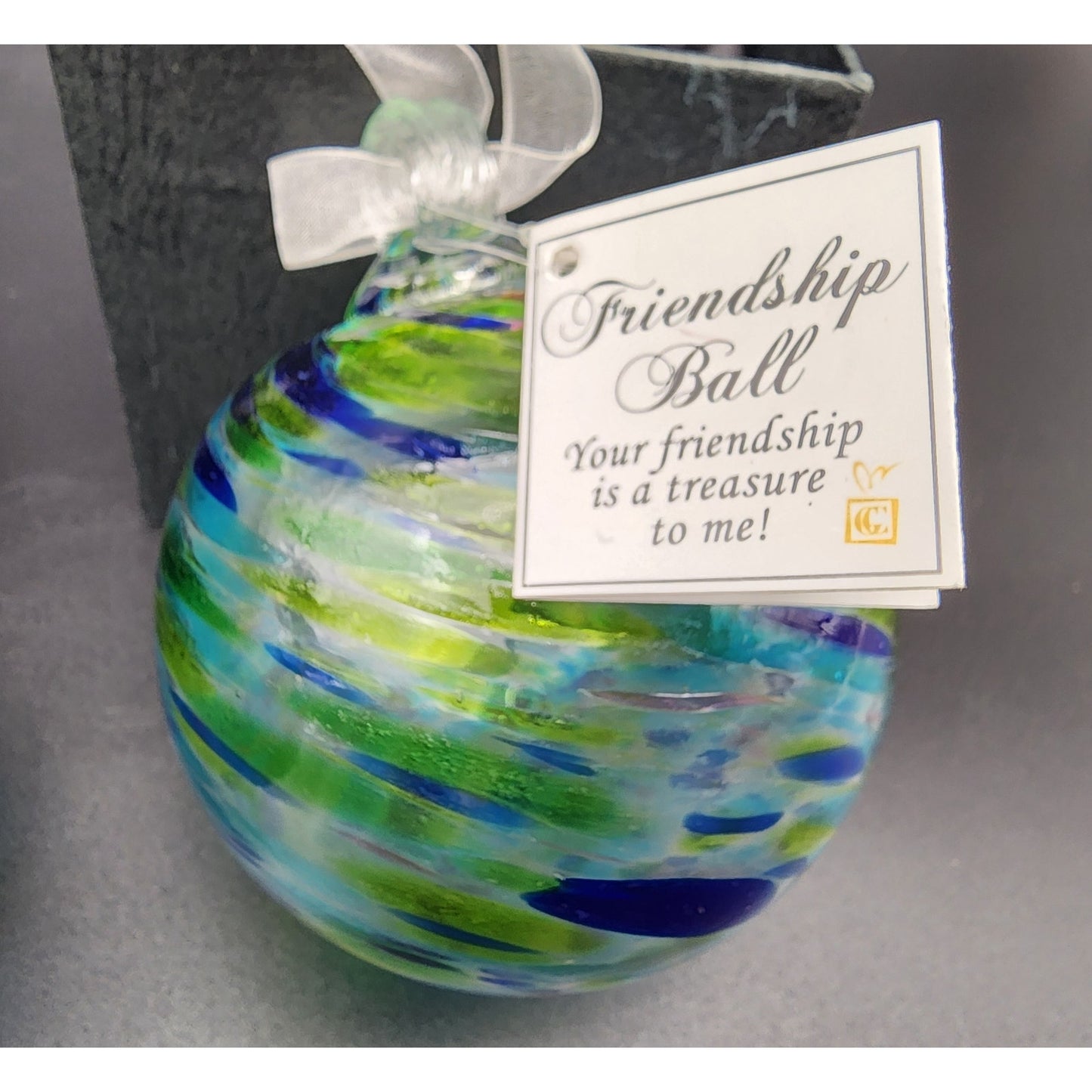 Vintage Giftcraft Friendship Balls Pair w/ Boxes – Handblown Art Glass 3.5"