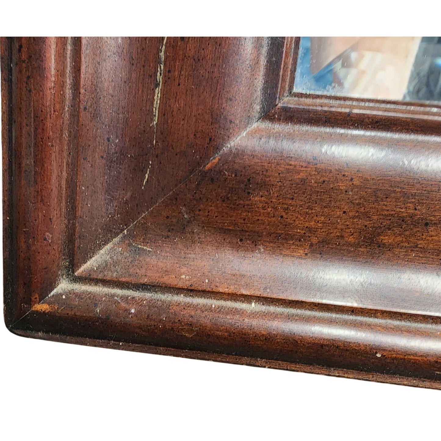 1994 Large Beveled Glass Mirror w/ Solid Wood Frame 33x39 Vintage